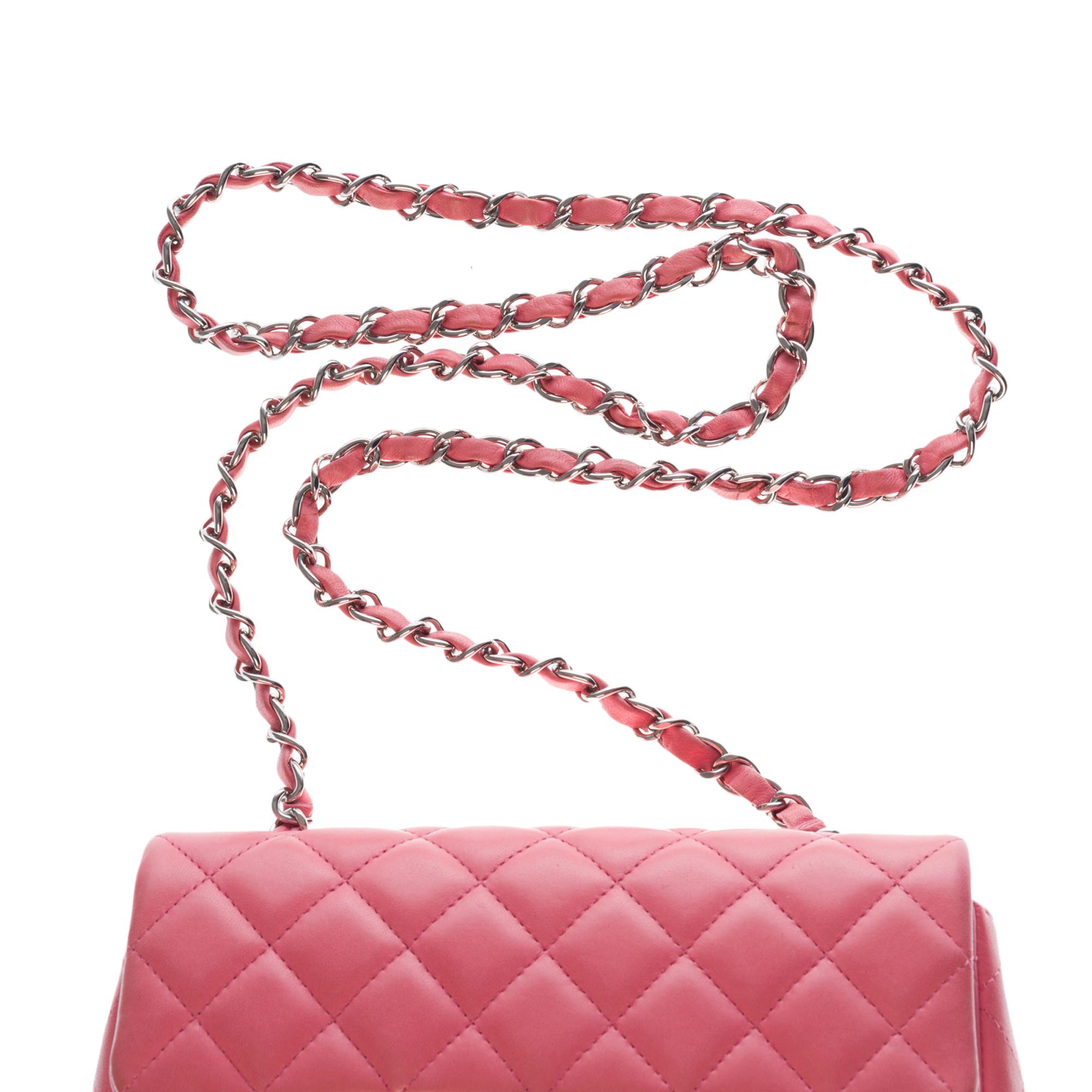 Chanel Mini Timeless Shoulder bag in Pink quilted leather and silver hardware 1