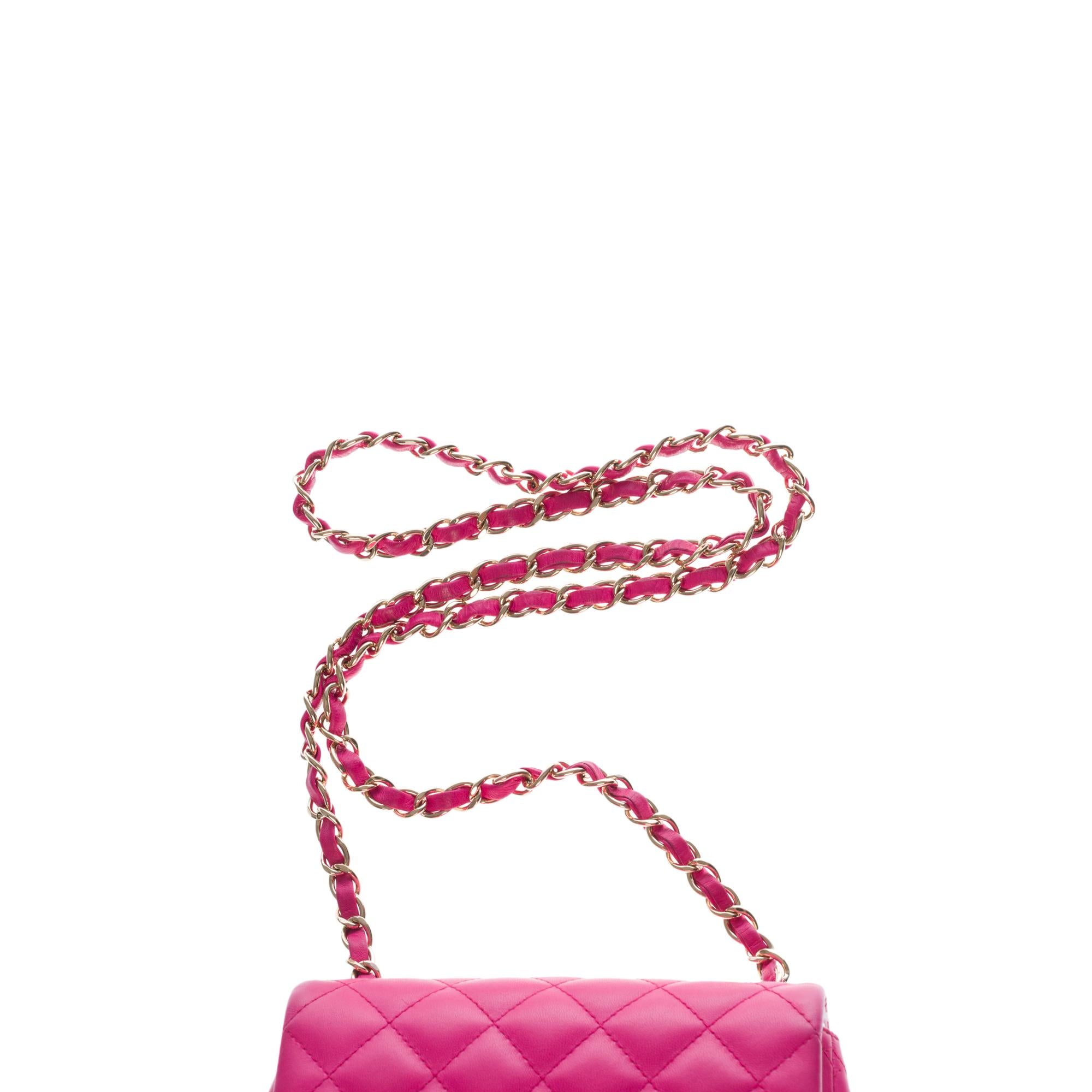 Chanel Mini Timeless Shoulder bag in Pink quilted leather and silver hardware 1