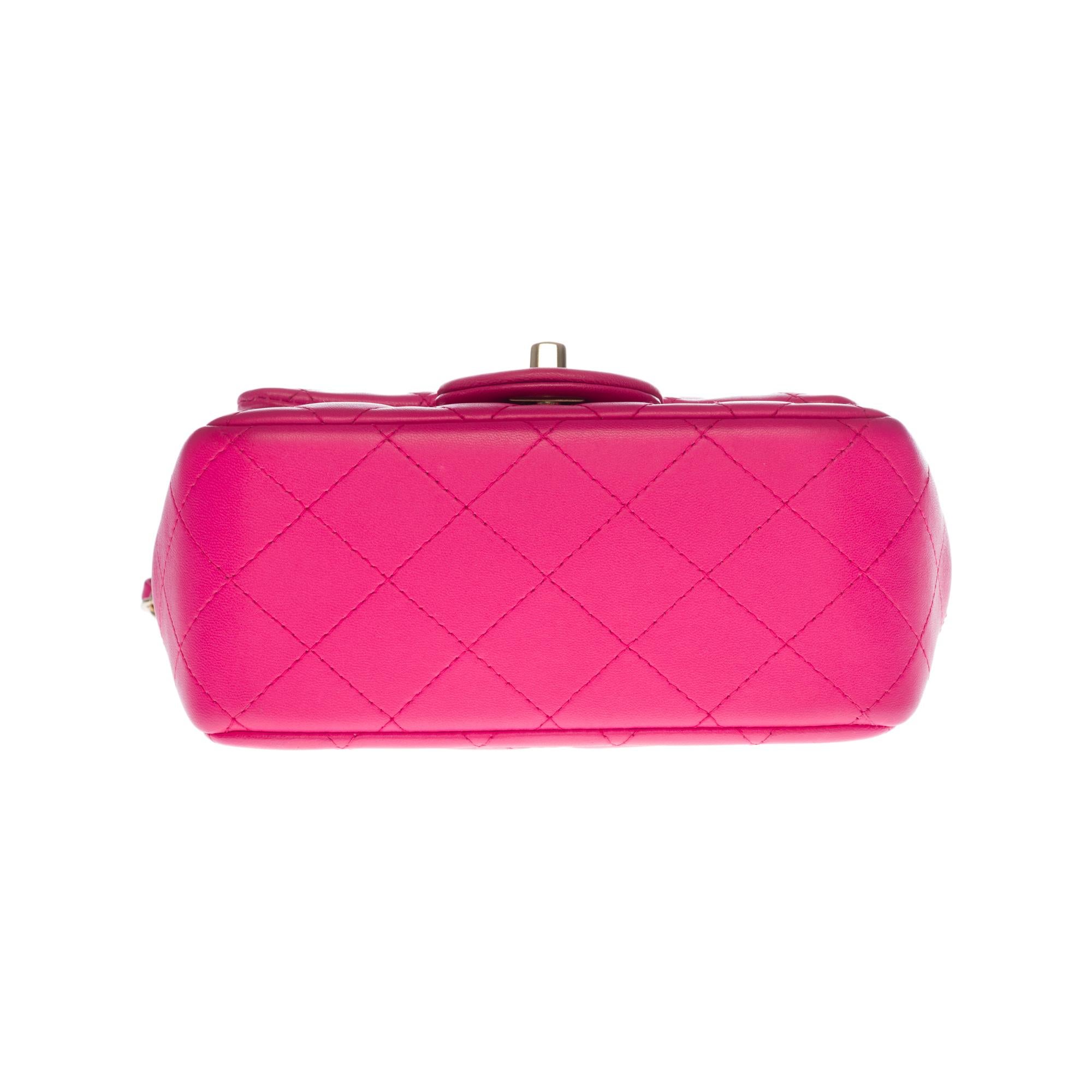 Chanel Mini Timeless Shoulder bag in Pink quilted leather and silver hardware 2