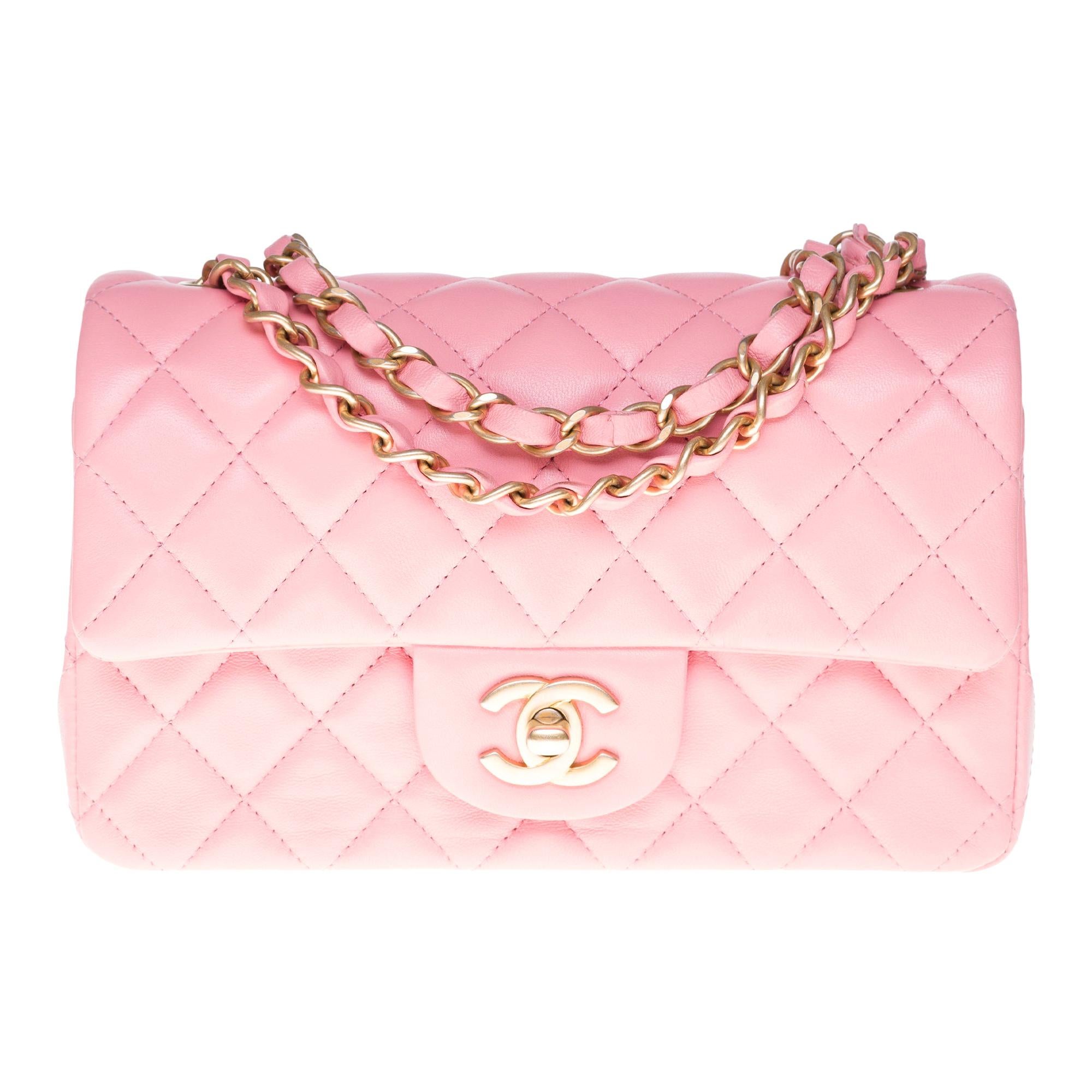 Chanel Mini Timeless Shoulder bag in Pink quilted leather and gold hardware