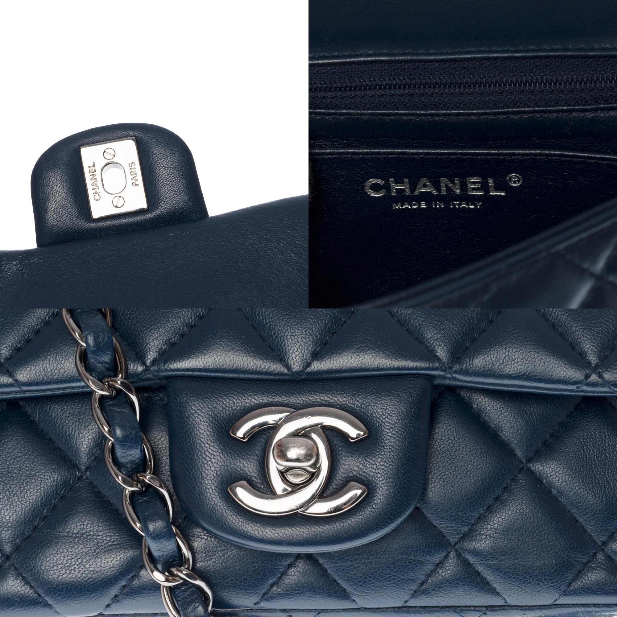 Women's Chanel Mini Timeless Shoulder Flap bag in Dark Blue quilted leather, SHW