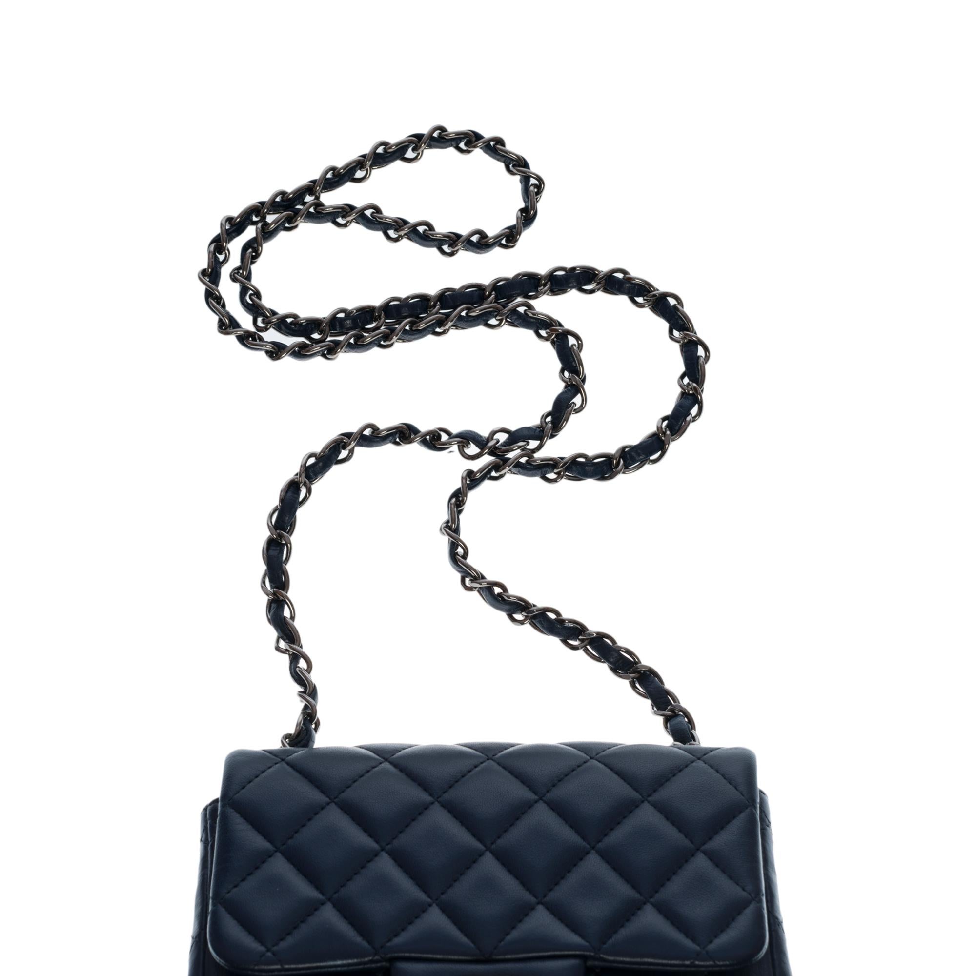 Chanel Mini Timeless Shoulder Flap bag in Dark Blue quilted leather, SHW 3