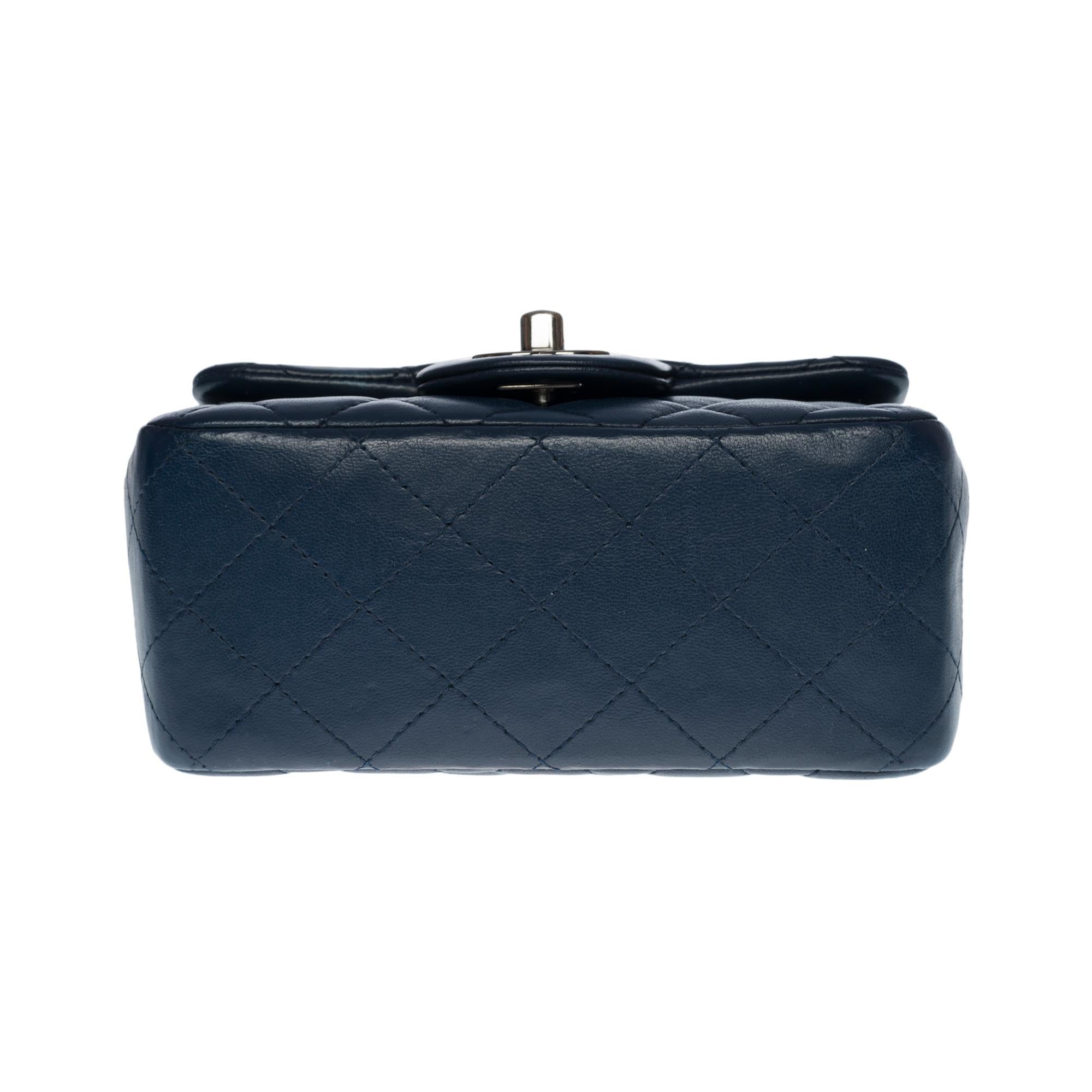 Chanel Mini Timeless Shoulder Flap bag in Dark Blue quilted leather, SHW 4