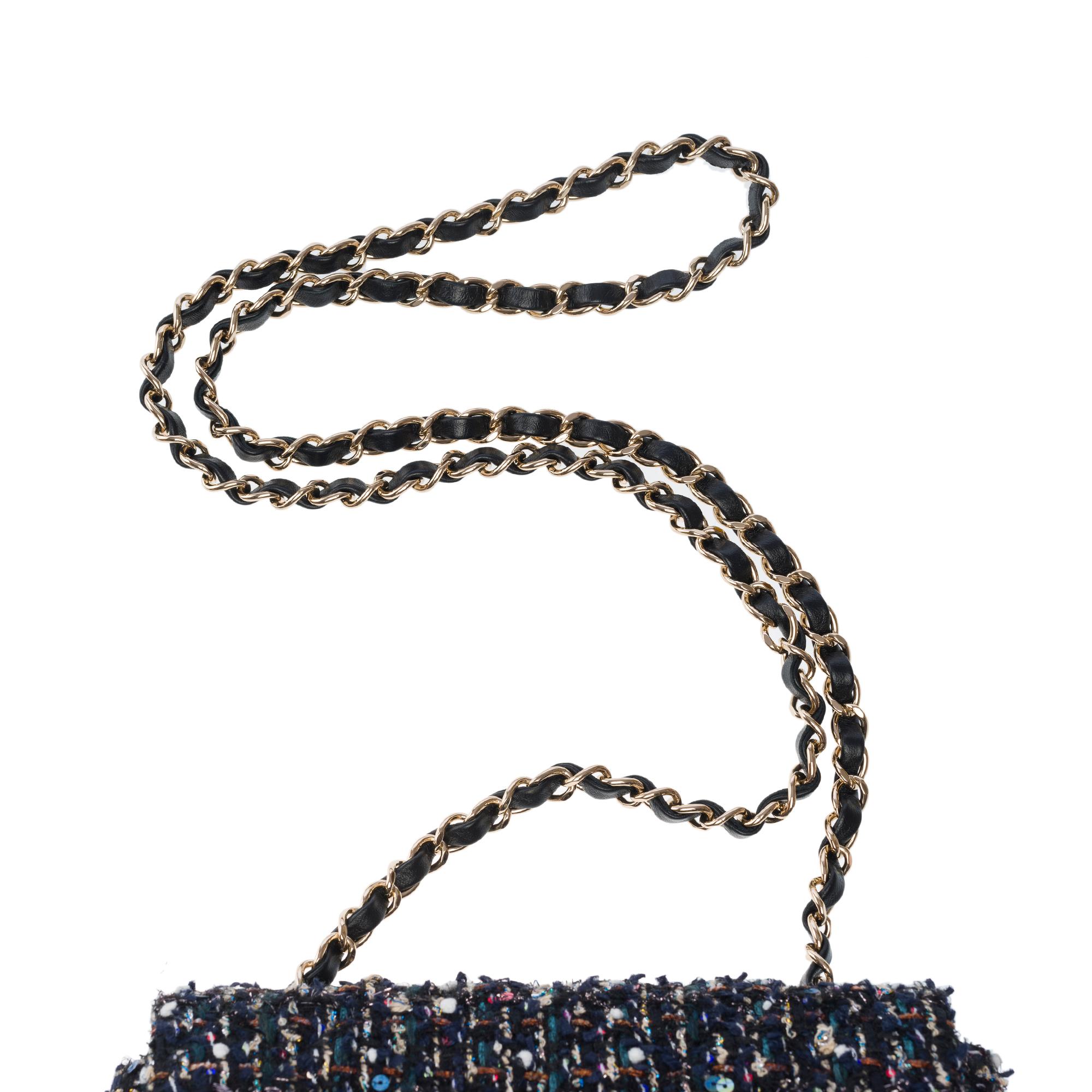 Chanel Mini Timeless shoulder flap bag in Multicolor Tweed & Sequins , CHW 6