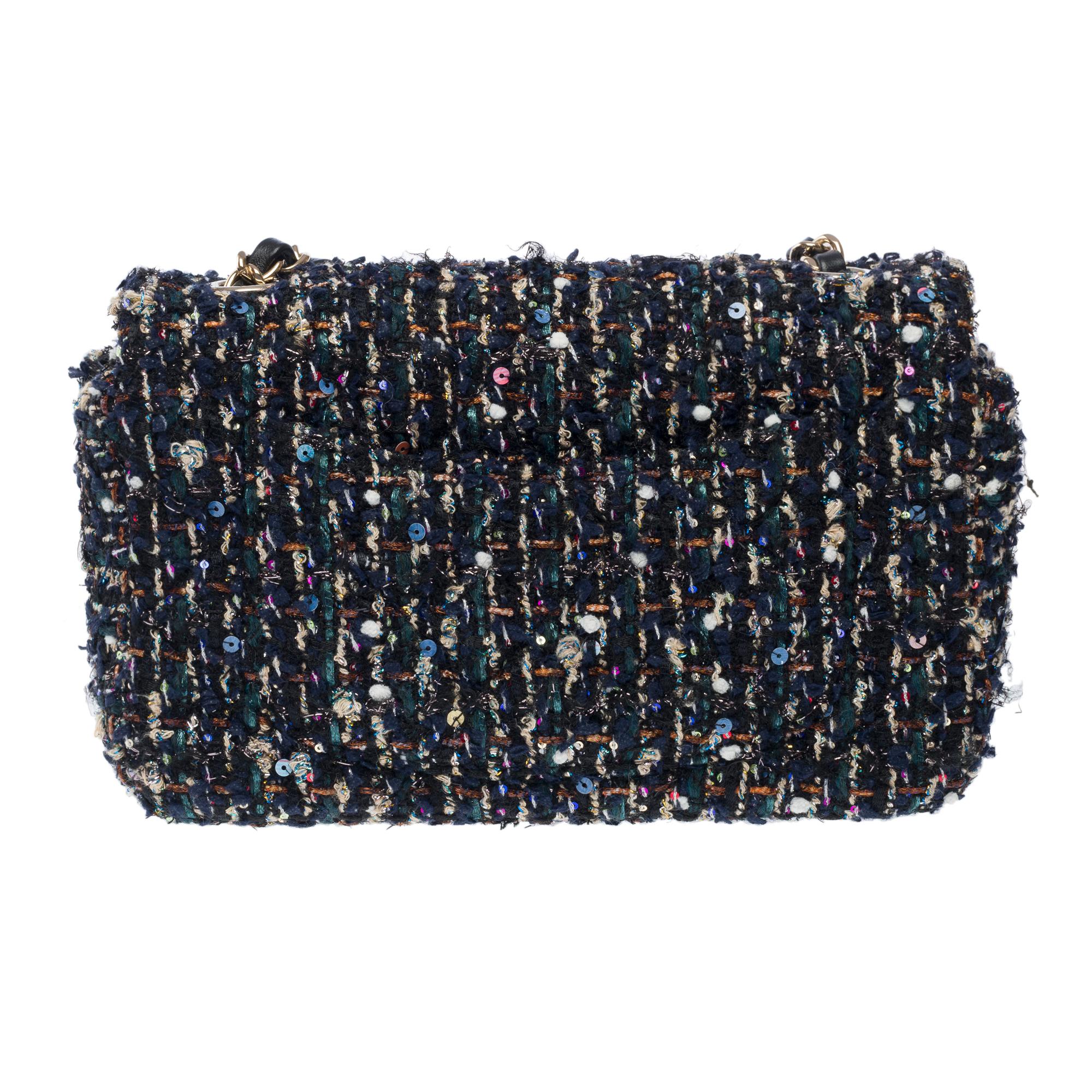 Women's Chanel Mini Timeless shoulder flap bag in Multicolor Tweed & Sequins , CHW