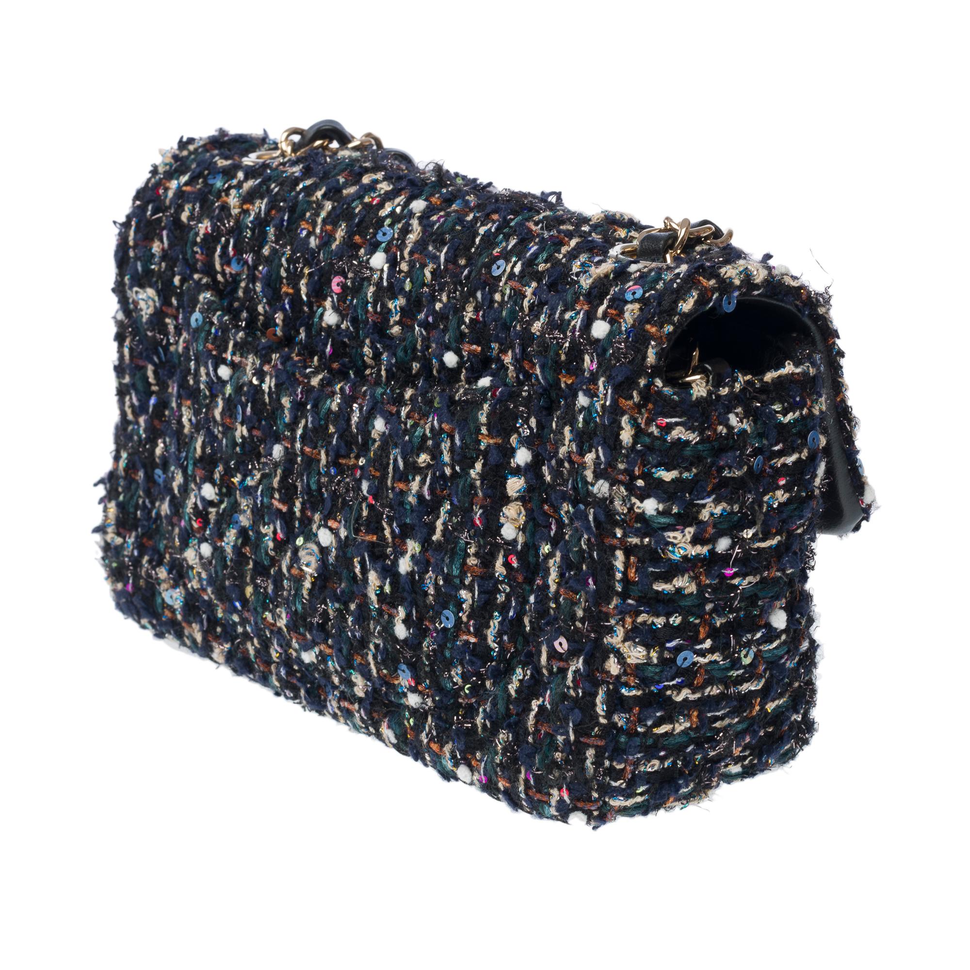 Chanel Mini Timeless shoulder flap bag in Multicolor Tweed & Sequins , CHW 2