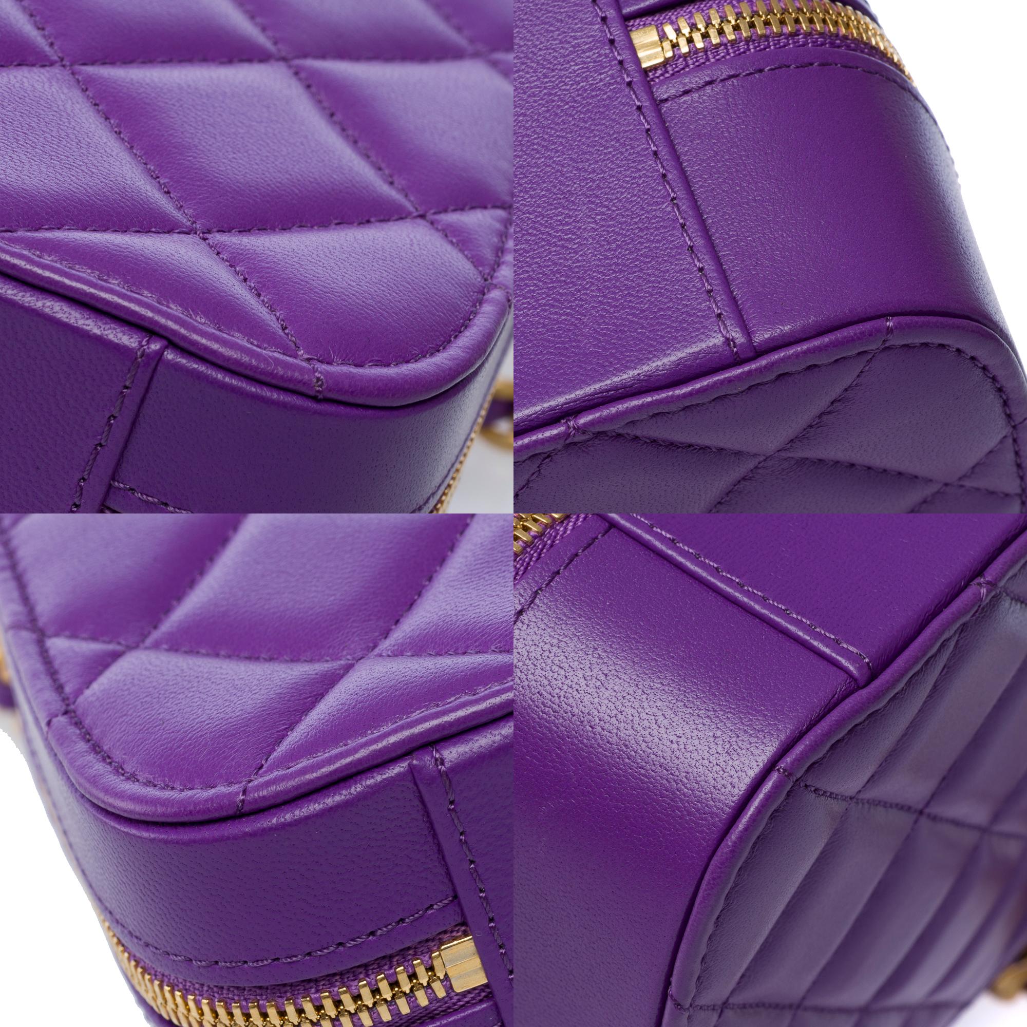 Chanel Mini vanity bag in purple quilted lambskin leather, AGHW 7