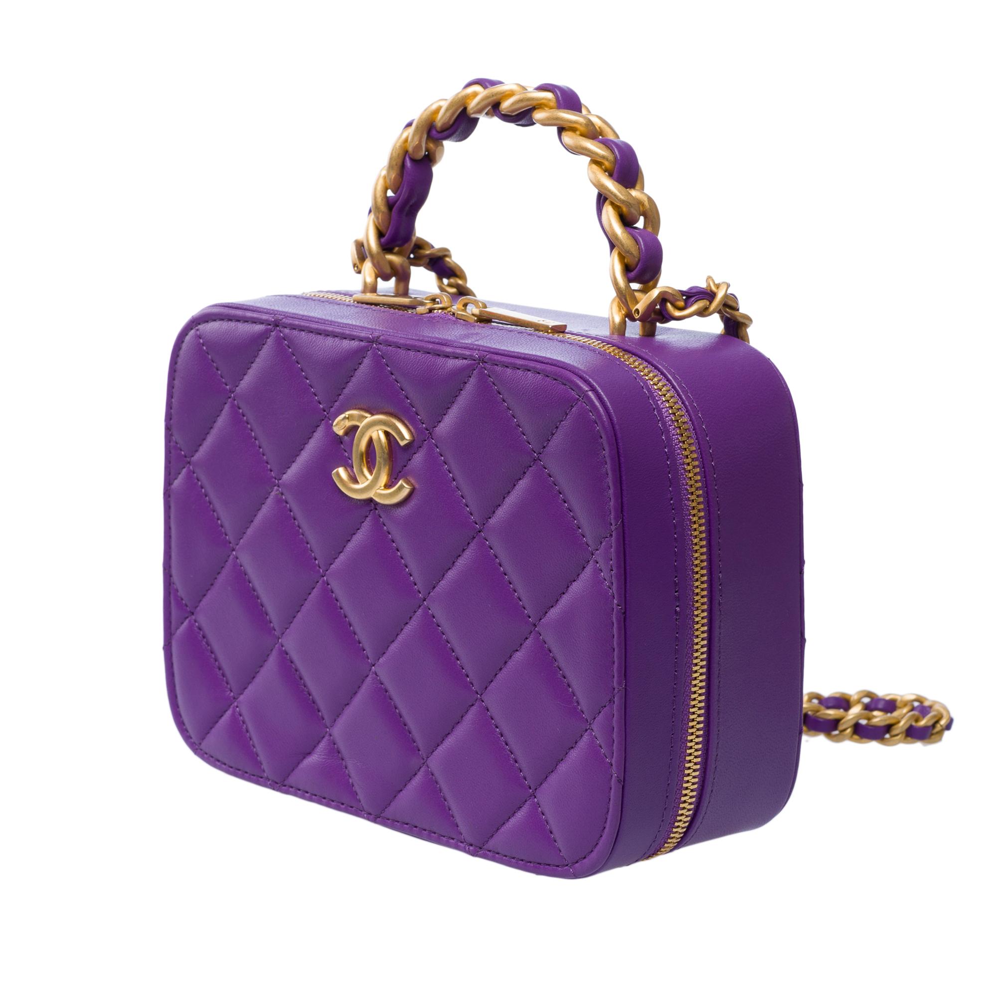 Women's Chanel Mini vanity bag in purple quilted lambskin leather, AGHW