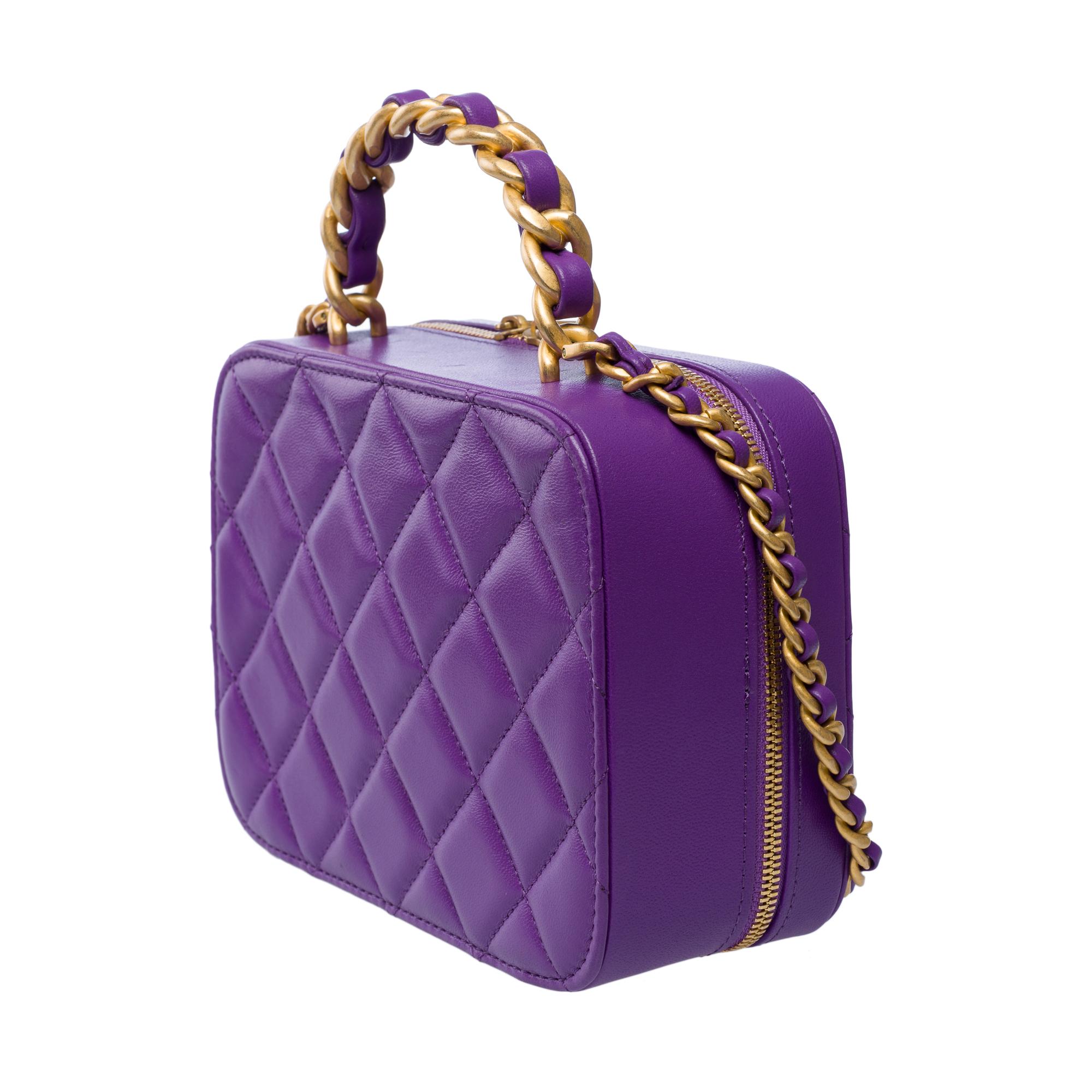 Chanel Mini vanity bag in purple quilted lambskin leather, AGHW 1