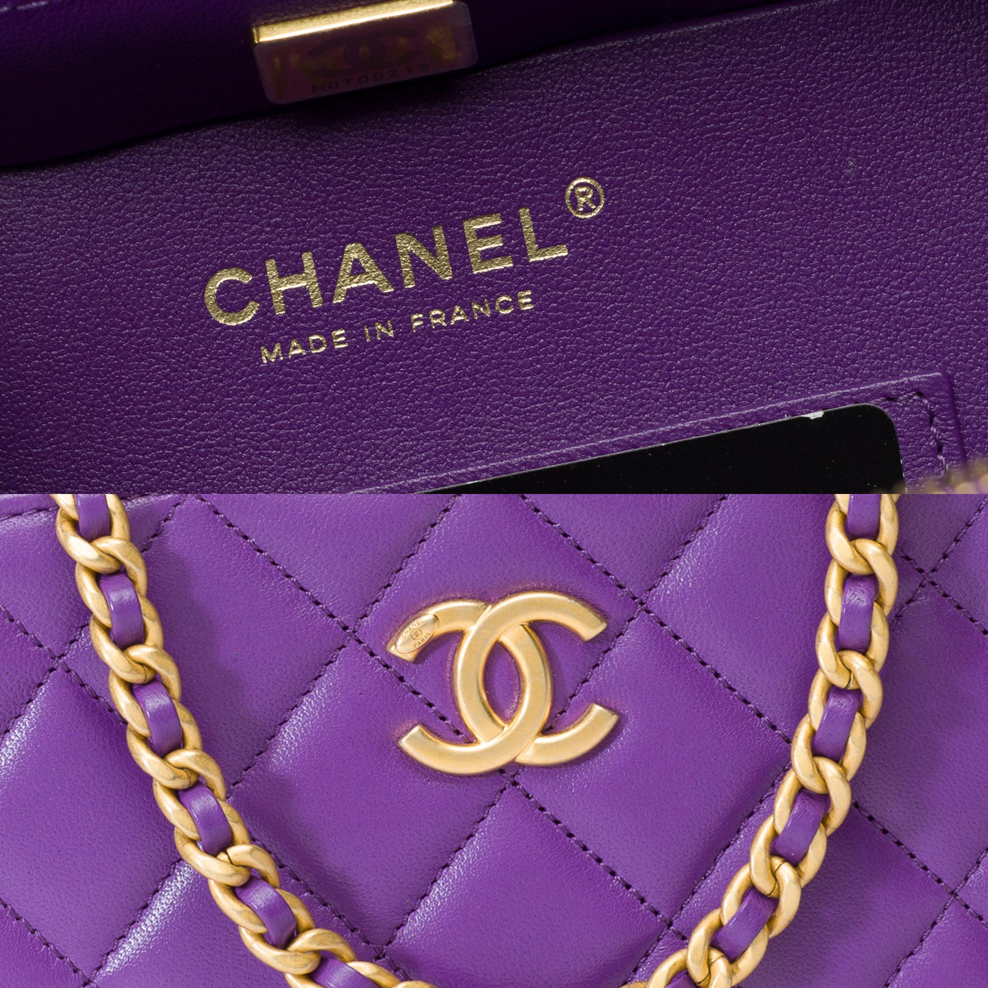 Chanel Mini vanity bag in purple quilted lambskin leather, AGHW 2
