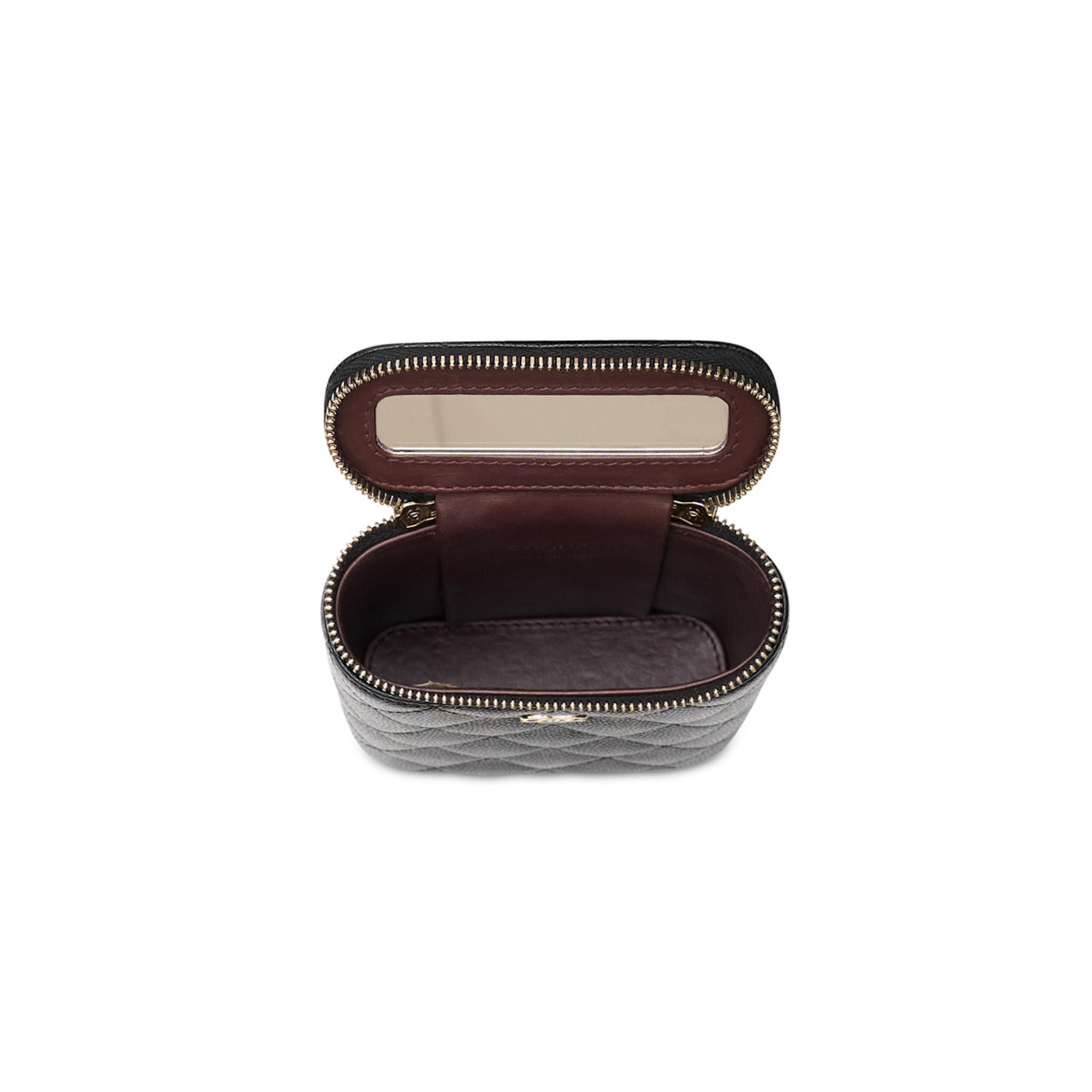 Women's or Men's Chanel Mini Vertical Vanity Case Black For Sale