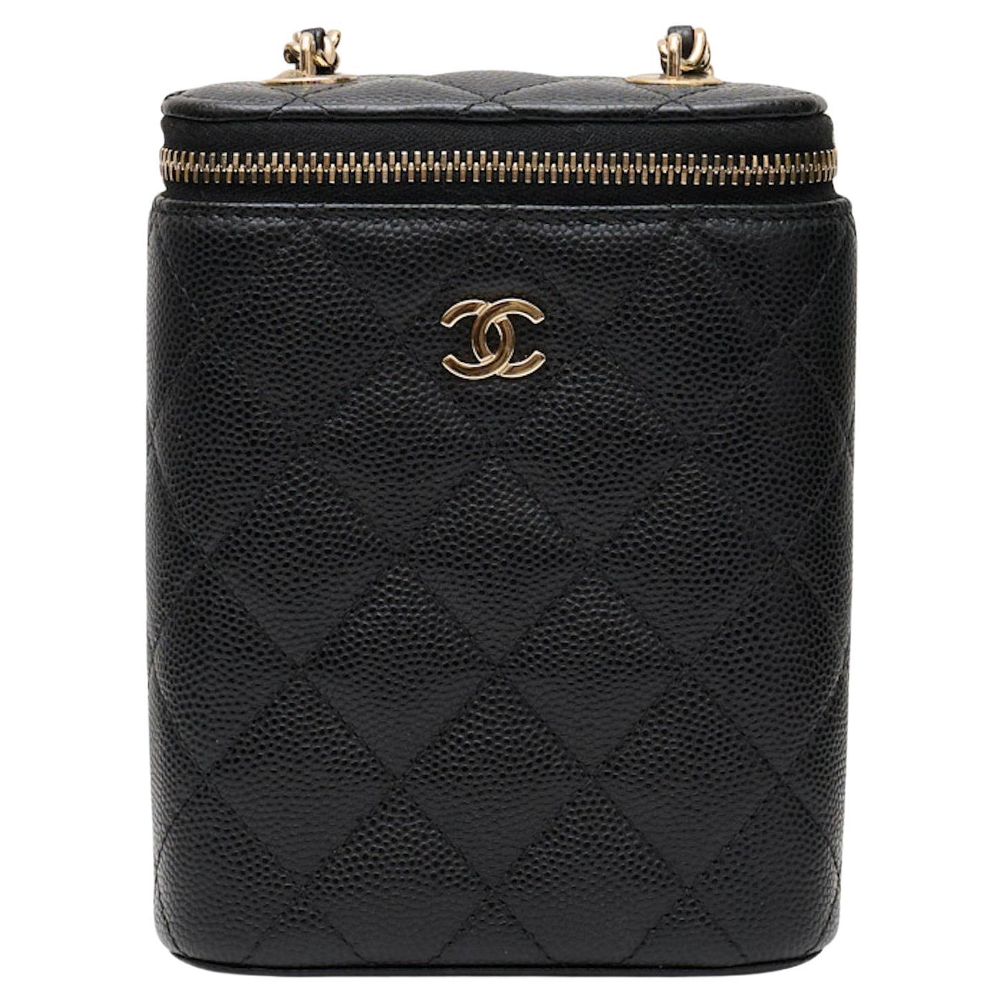 Chanel Mini Vertical Vanity Case Black For Sale