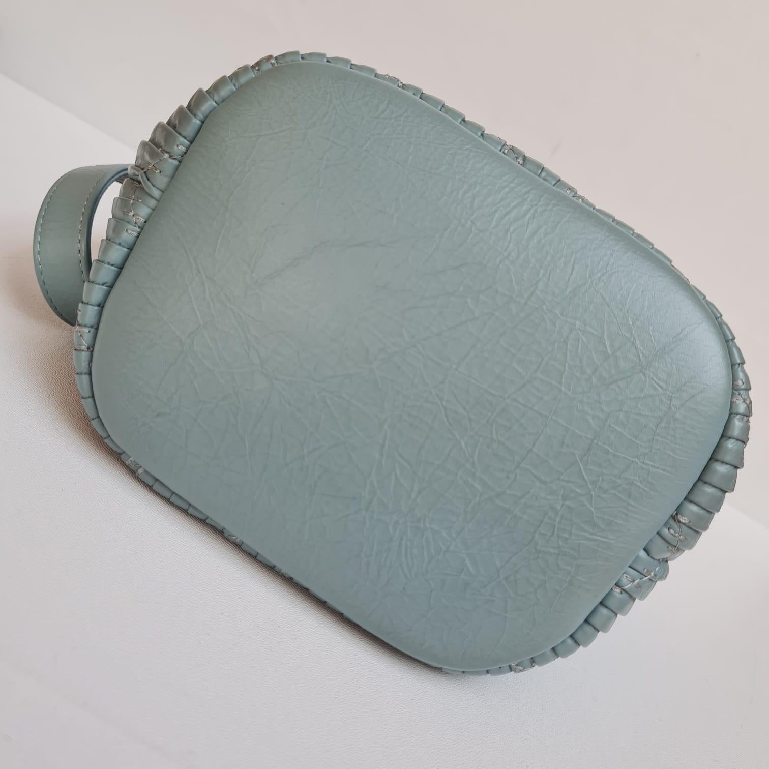 Chanel Mint Blue Mini Coco Pleats Drawstring Bucket Bag 2