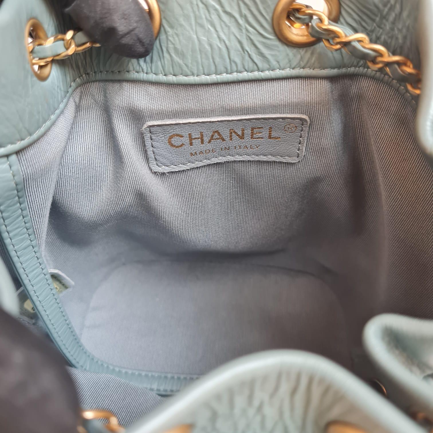 Chanel Mint Blue Mini Coco Pleats Drawstring Bucket Bag 4