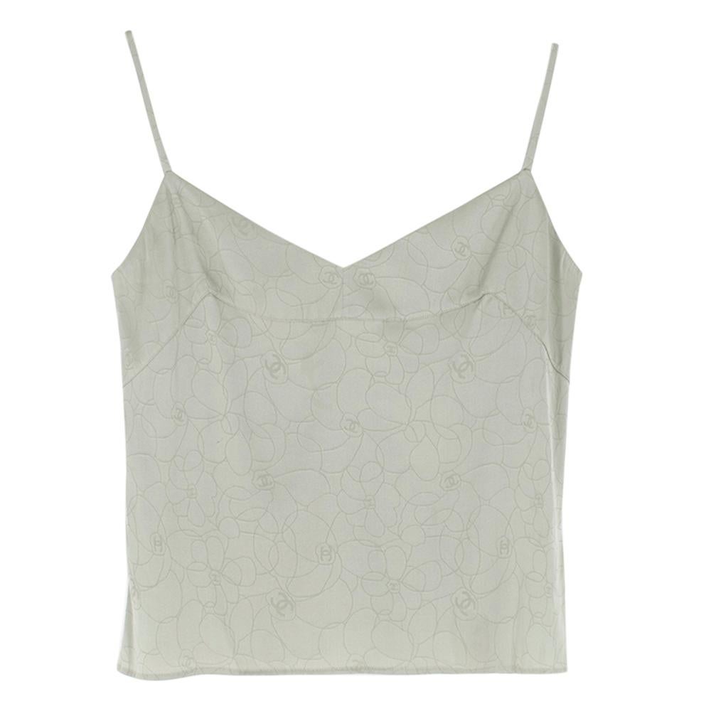 Chanel Mint Green Camellia Embroidered Camisole Top - Size US 6 For ...