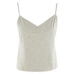 Chanel Mint Green Camellia Embroidered Camisole Top - Size US 6