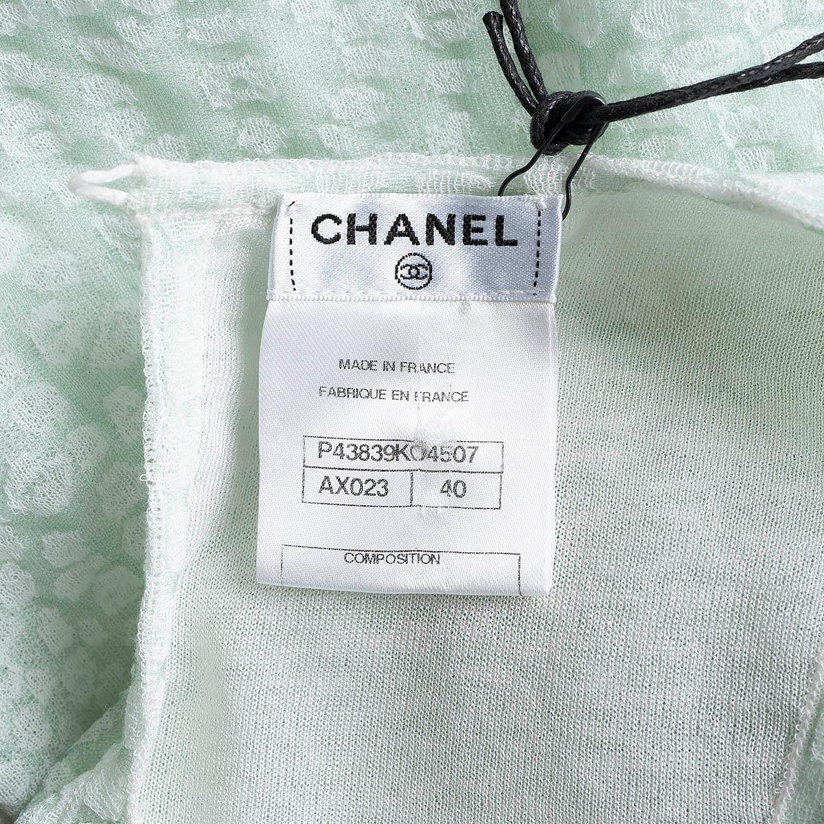 Chanel verde menta in cotone 2012 12P TEXTURED KNIT Dress 40 M. in vendita 3