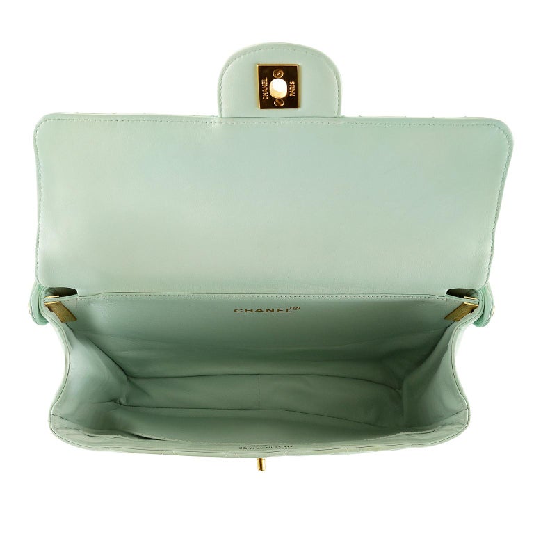 Chanel Mint Green Leather Double Sided Classic Bag at 1stDibs
