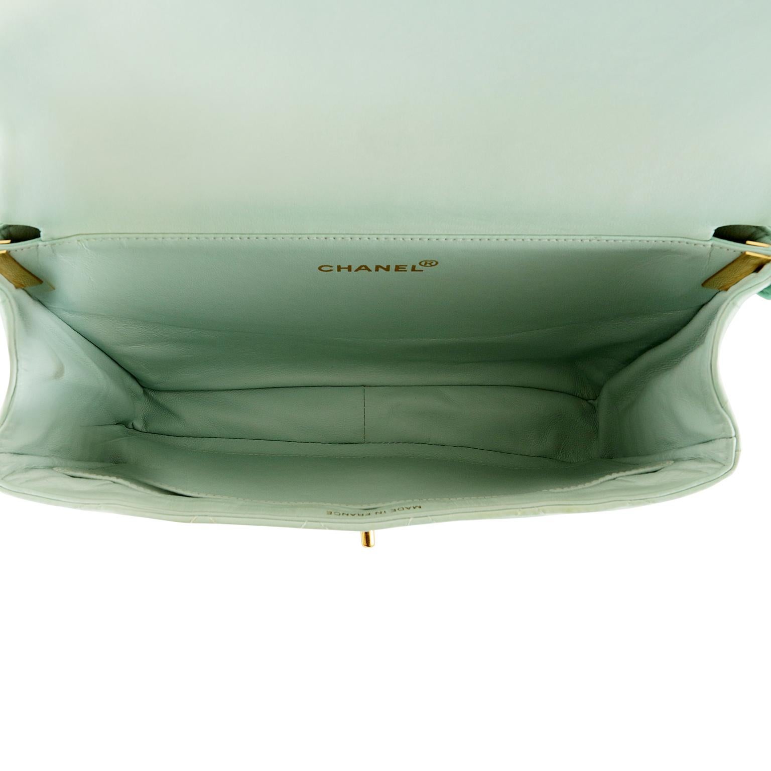 Women's Chanel Mint Green Leather Double Sided Classic Bag