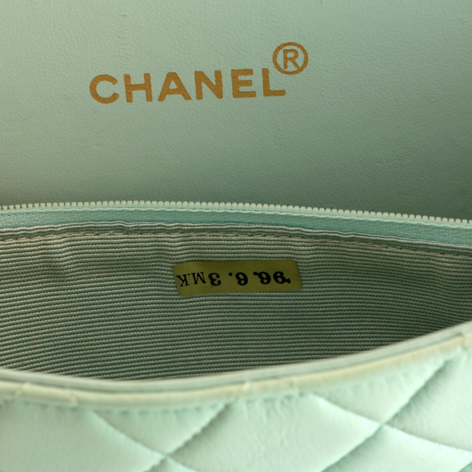Chanel Mint Green Leather Double Sided Classic Bag 1