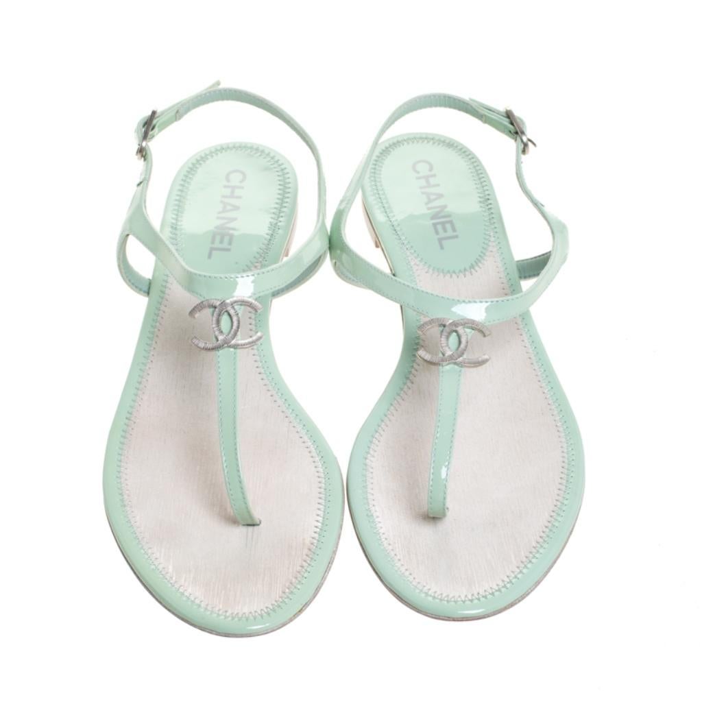 chanel mint green sandals