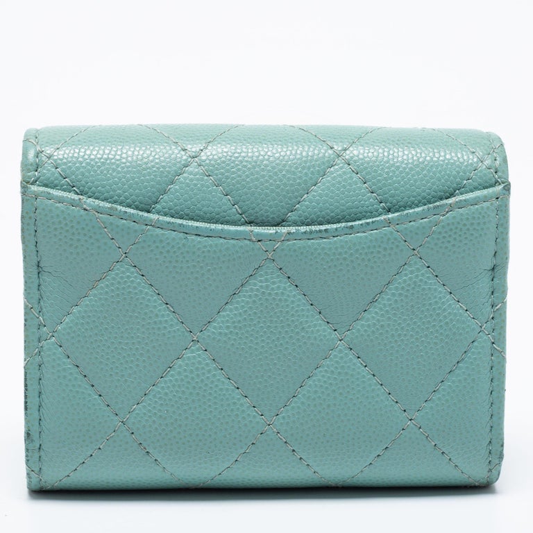 Chanel Mint Green Quilted Caviar Leather Small Classic Flap Wallet at  1stDibs