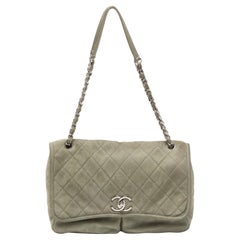 Chanel Mint Green Quilted Nubuck Maxi Natural Beauty Flap Bag
