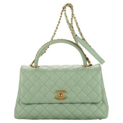Chanel Mint Green Small Coco Flap Chain Top Handle Bag w/ Strap