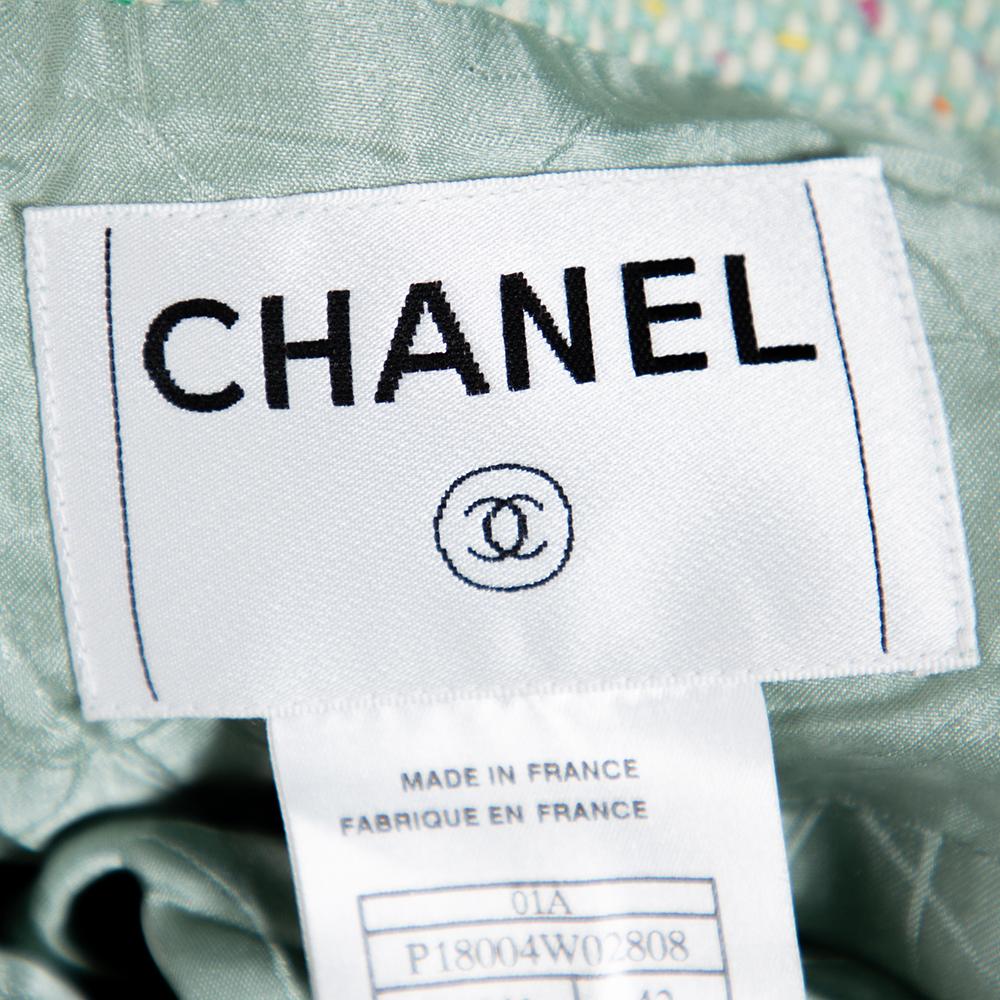Chanel Giacca con bottoni in tweed verde menta L. 1