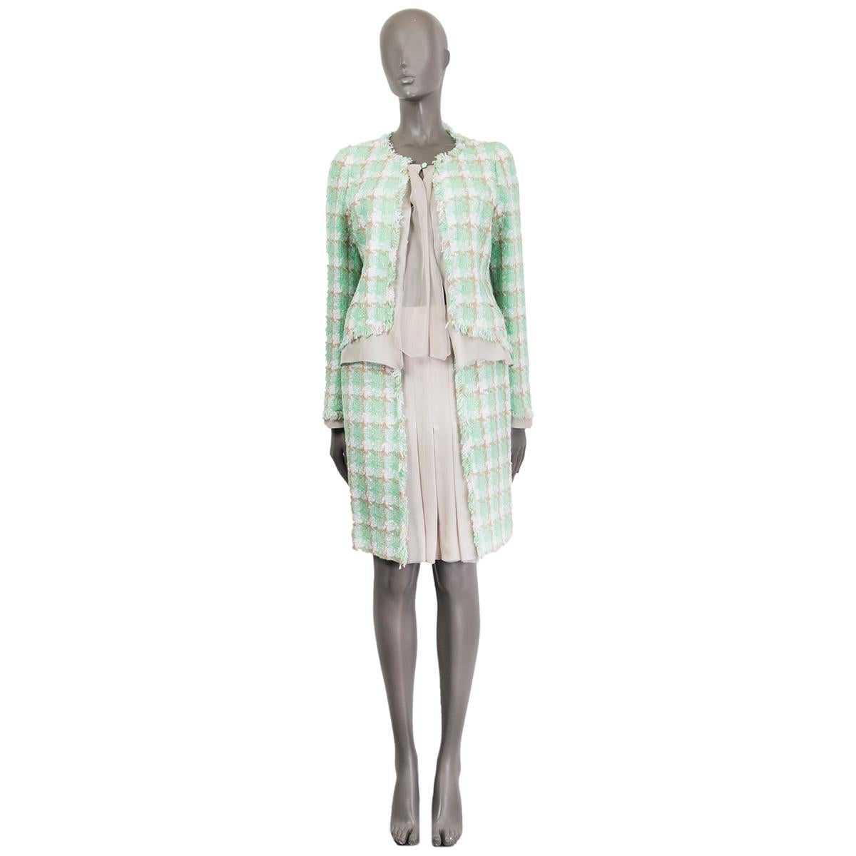 CHANEL mint green viscose 2004 04C PUSSY BOW TWEED Jacket 36 XS For Sale 1