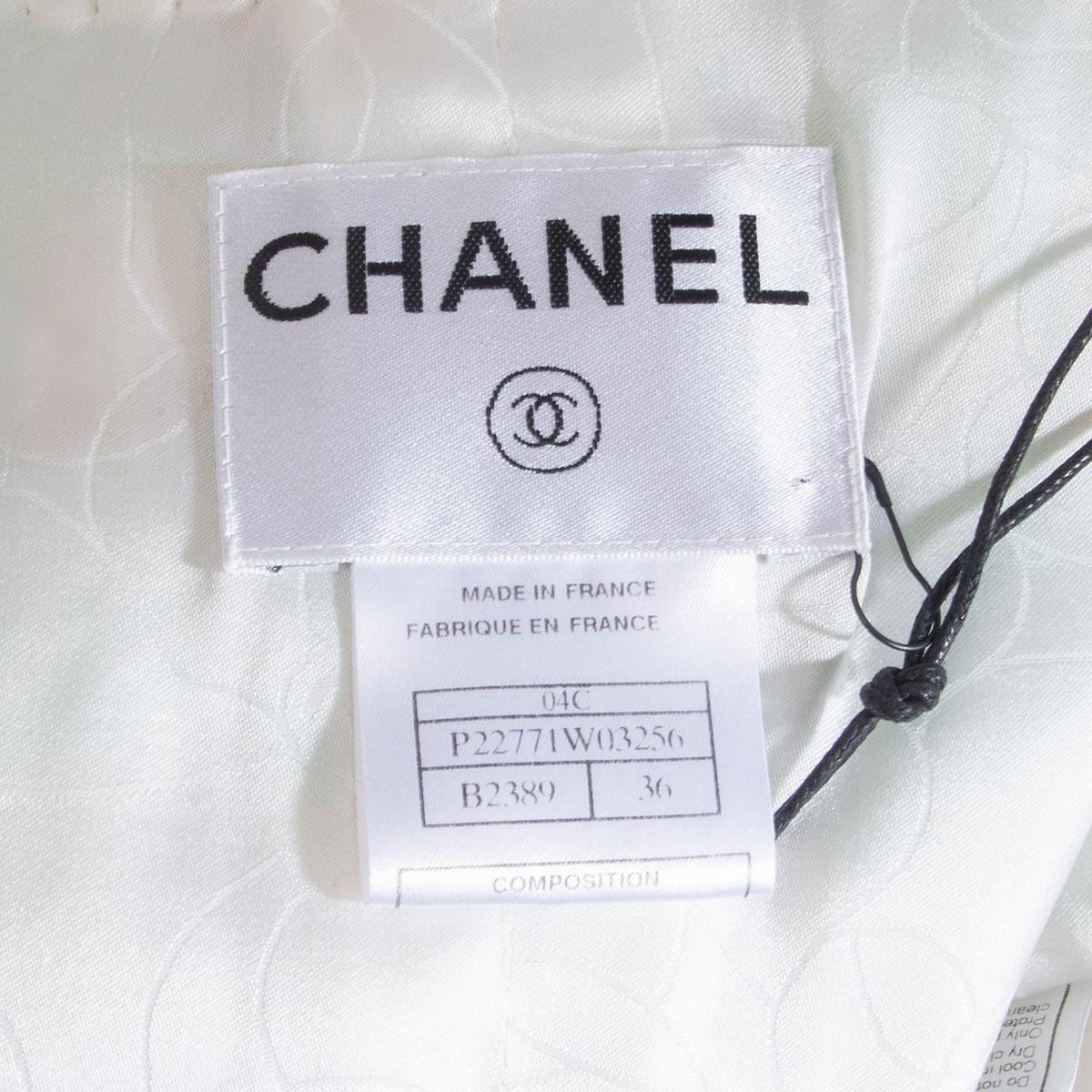CHANEL mint green viscose 2004 04C PUSSY BOW TWEED Jacket 36 XS For Sale 2