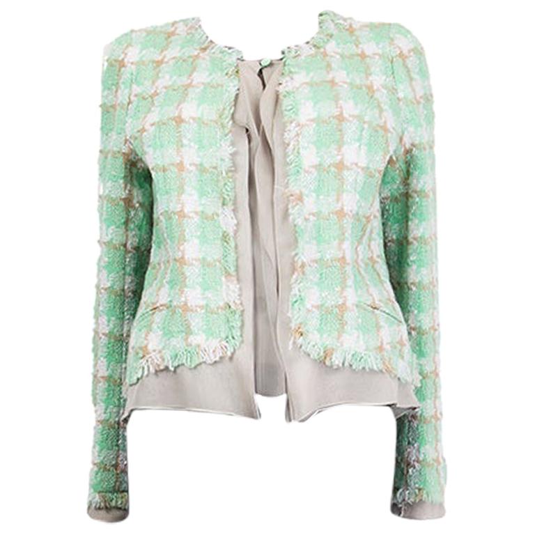 CHANEL mint green viscose cotton Tweed Blazer Jacket 36 XS at 1stDibs   chanel green tweed jacket, mint green tweed blazer, mint tweed blazer