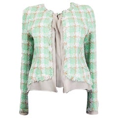 CHANEL mint green viscose cotton Tweed Blazer Jacket 36 XS