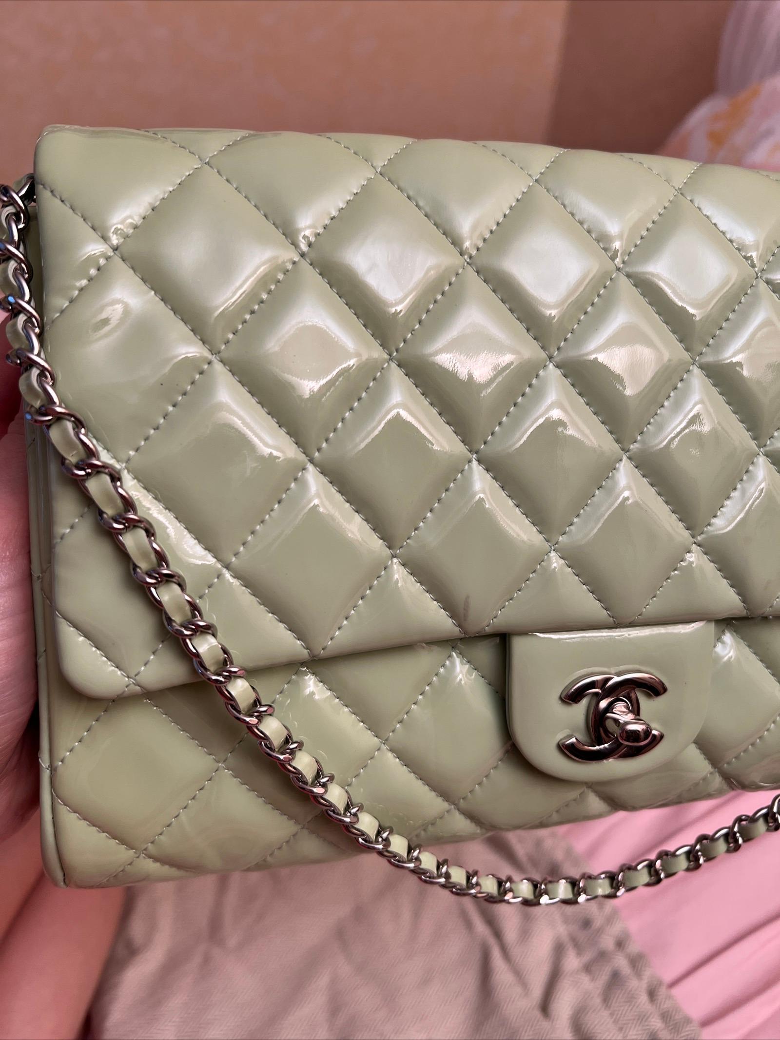 Chanel Mint Patent shoulder bag For Sale 6