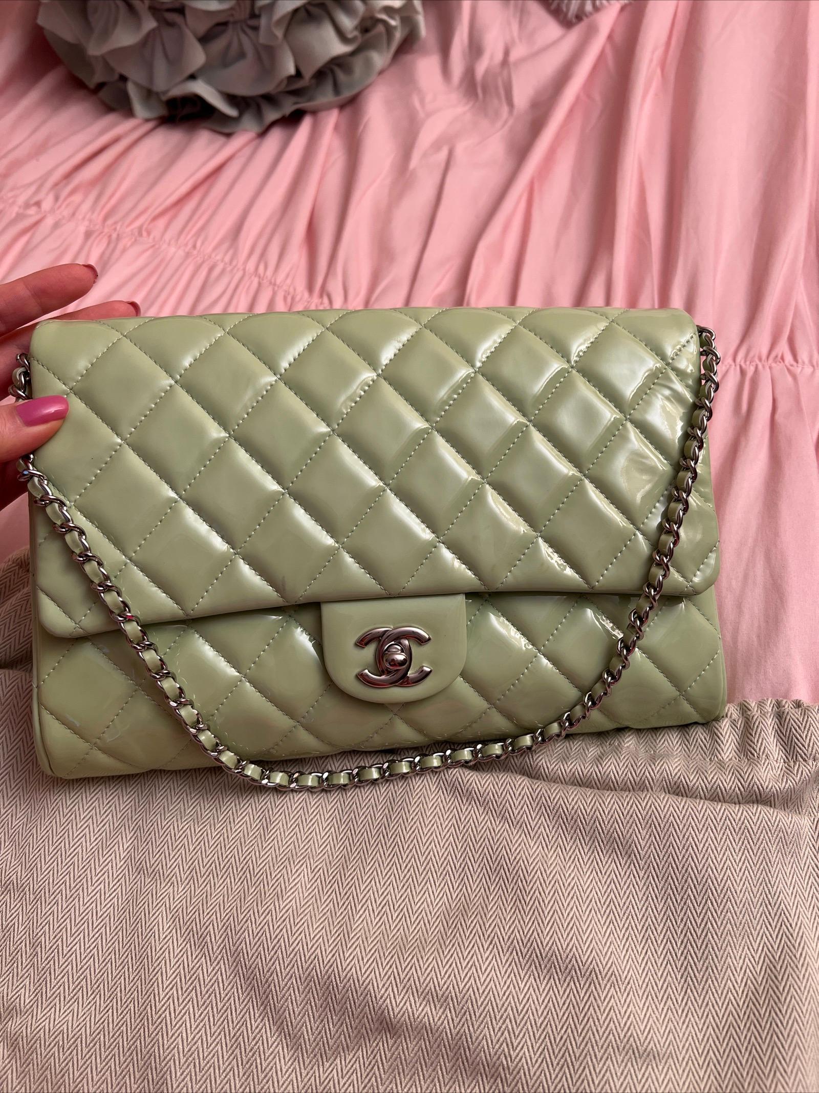 Chanel Mint Patent shoulder bag For Sale 7