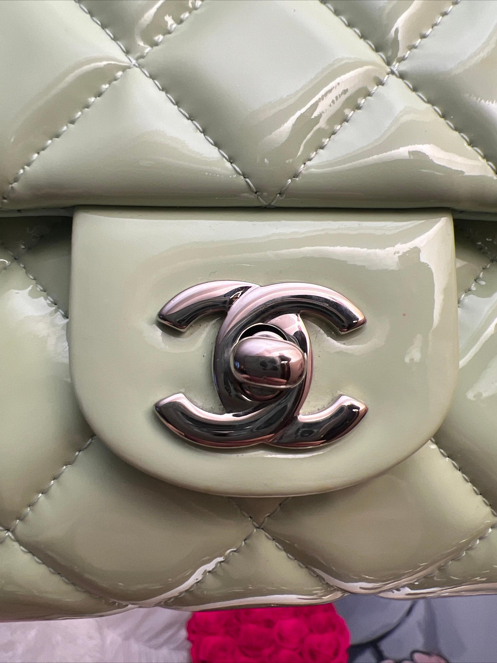 Chanel Mint Patent shoulder bag For Sale 8