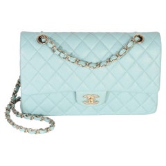 Chanel Mint Quilted Caviar Medium Classic Double Flap Handbag