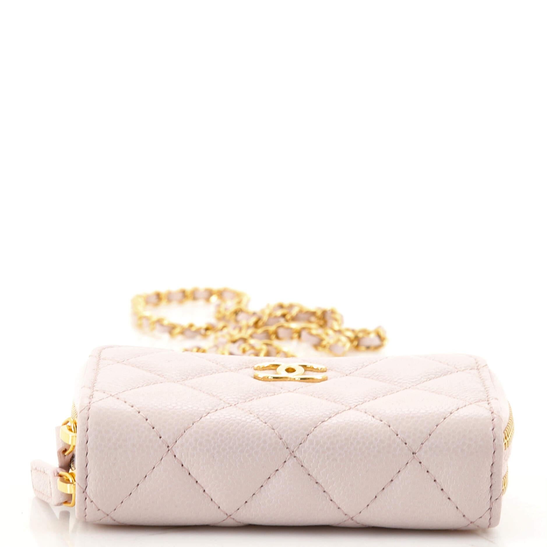 Chanel Miss Coco Strap Double Zip Wallet on Chain Quilted Caviar 1