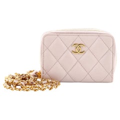 Chanel Miss Coco Strap Double Zip Wallet on Chain Quilted Caviar