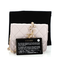 Chanel Miss Coco Strap Flap Clutch with Chain Quilted Caviar Mini