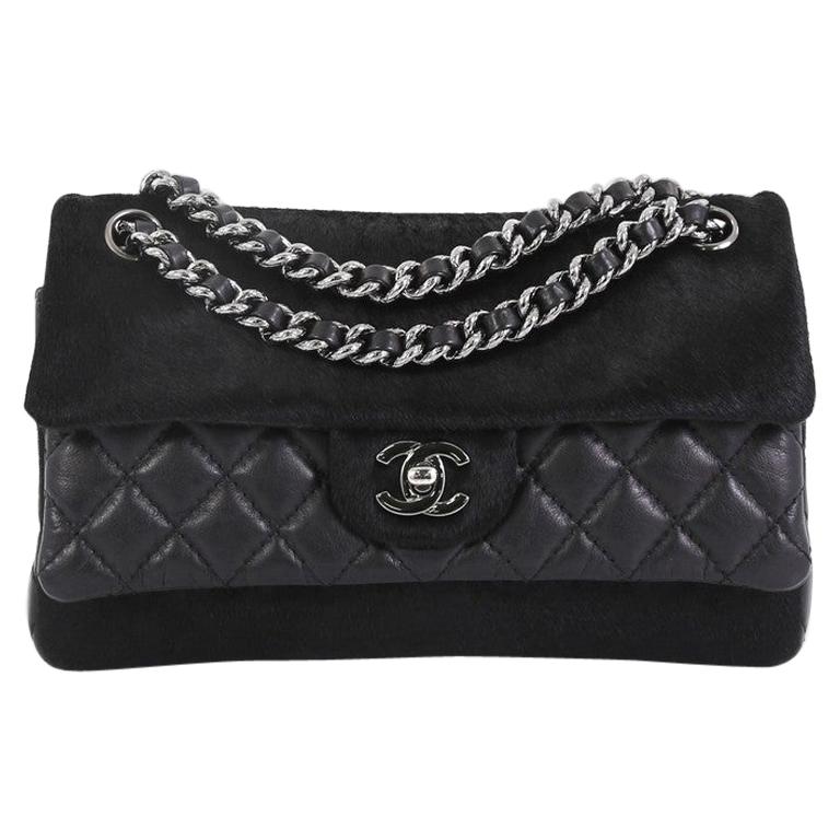 Chanel Black Pony Hair Calfskin Leather Star Crossbody Handbag Like New