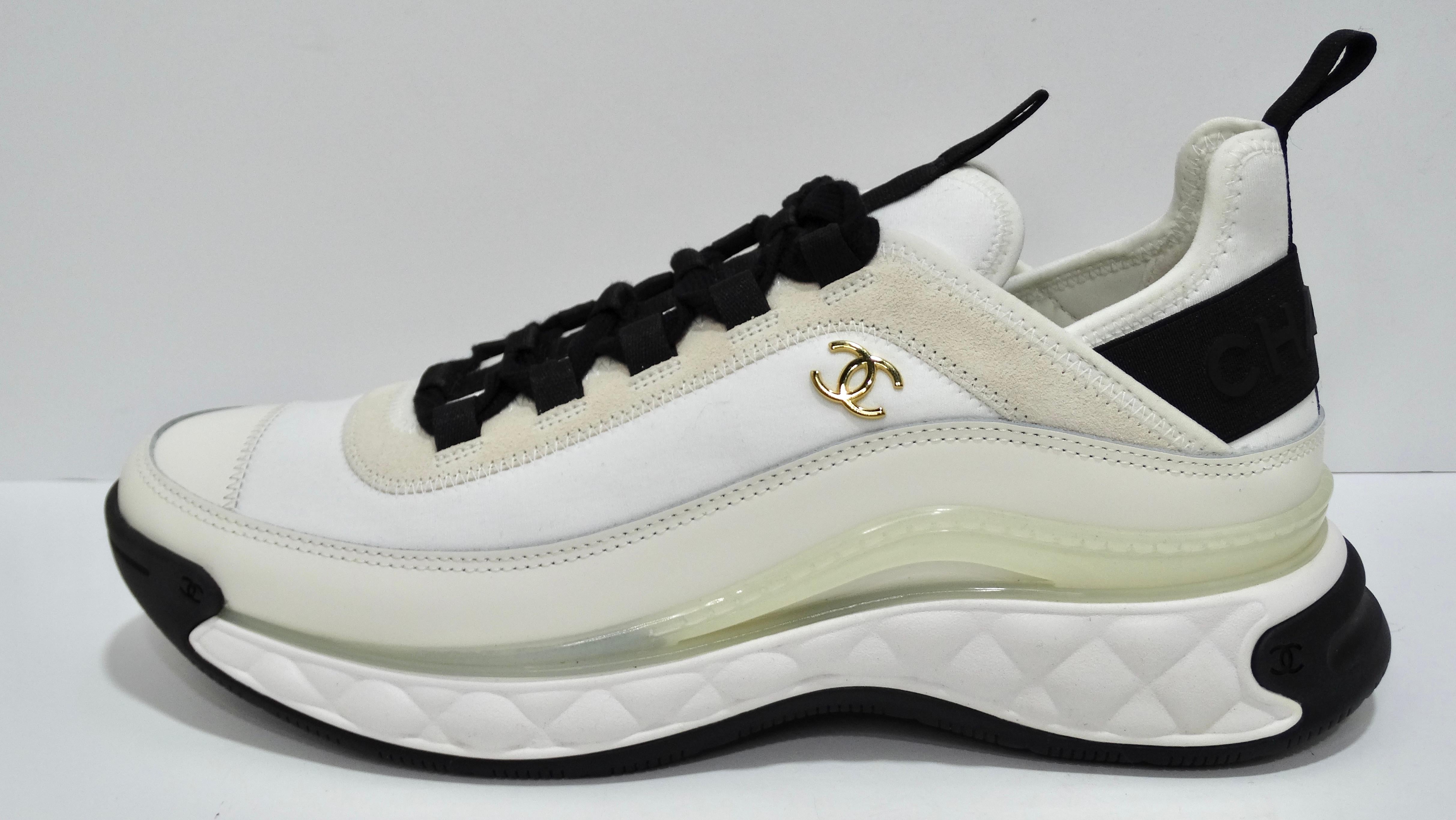 Chanel Mixed Fibers CC Sneakers 39.5 Ivory Black 1
