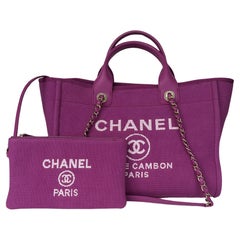Chanel Mixed Fibers Magenta Small Deauville Tote Bag