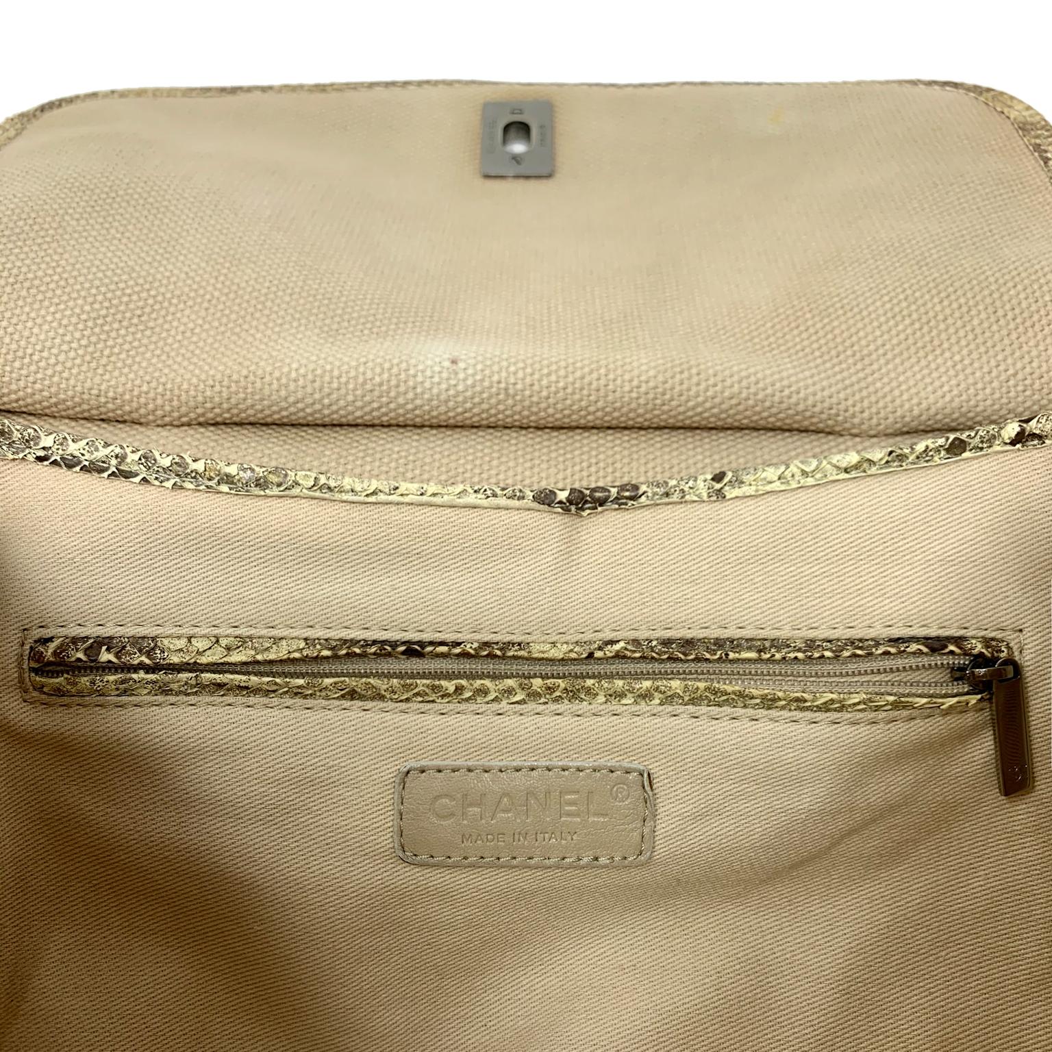 Chanel Mixed Media Snakeskin Flap Bag 5