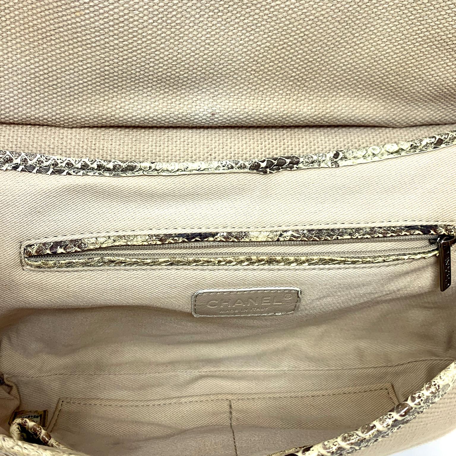 Chanel Mixed Media Snakeskin Flap Bag 7