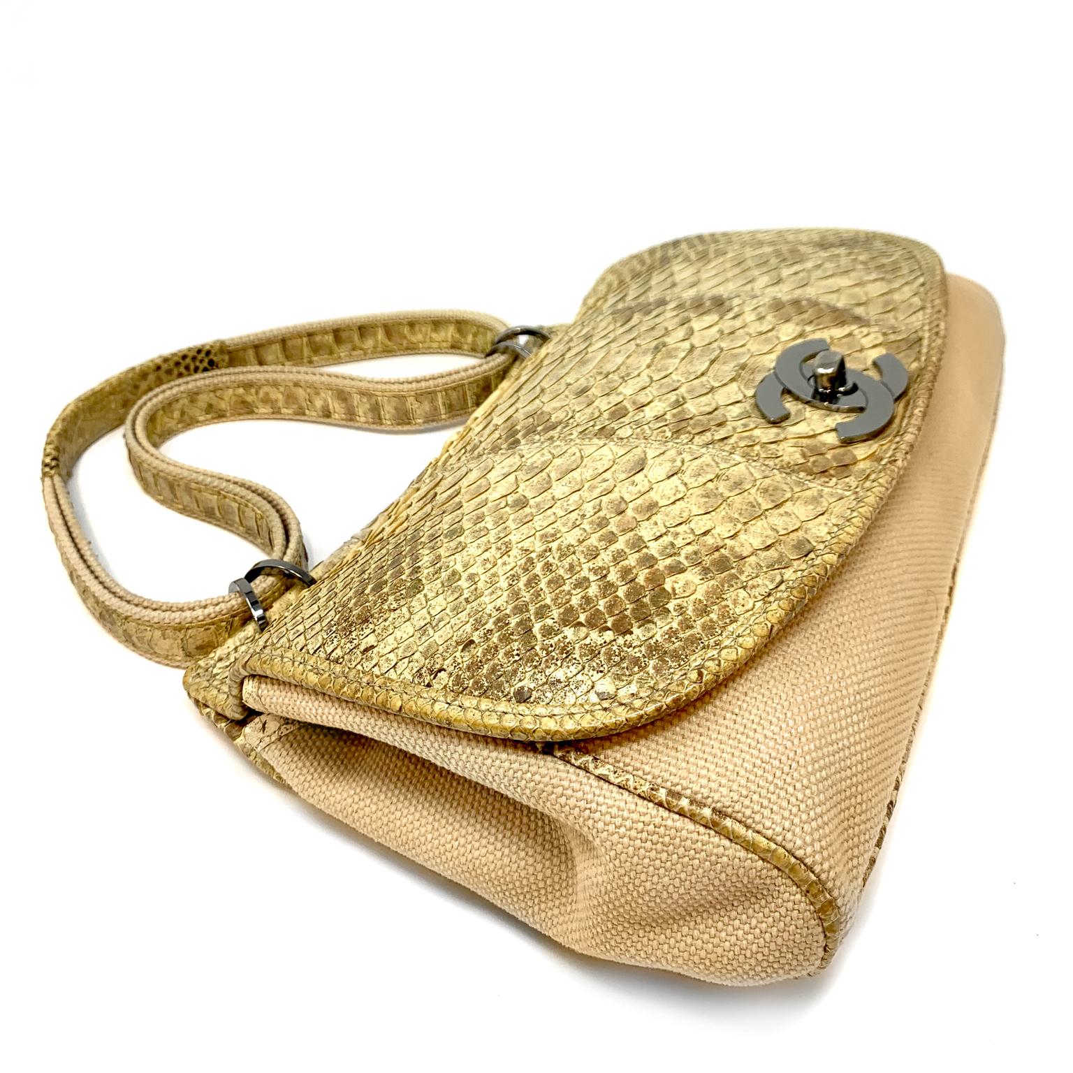 Chanel Mixed Media Snakeskin Flap Bag 1