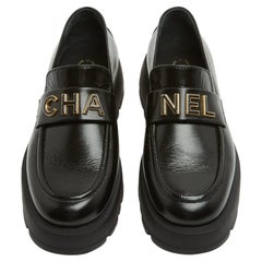Chanel Mocassins Cuir EU39 CHA NEL Black Leather Loafers Flat Shoes UK6 US8.5
