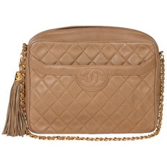 Chanel Mocha Quilted Lambskin Vintage Timeless Fringe Camera Bag 