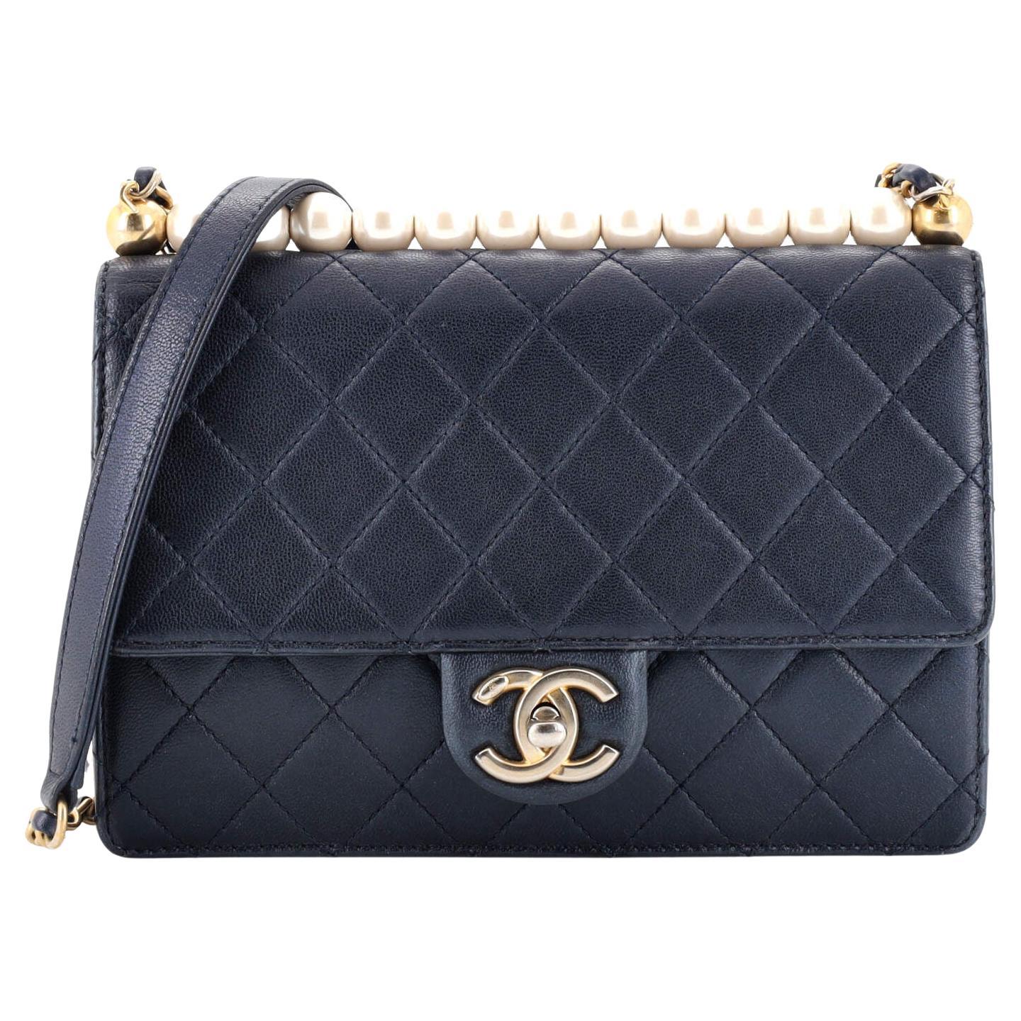 Chanel Model: Condition: Very good. CChic Pearls Flap Bag Quilted Lambskin Small For Sale