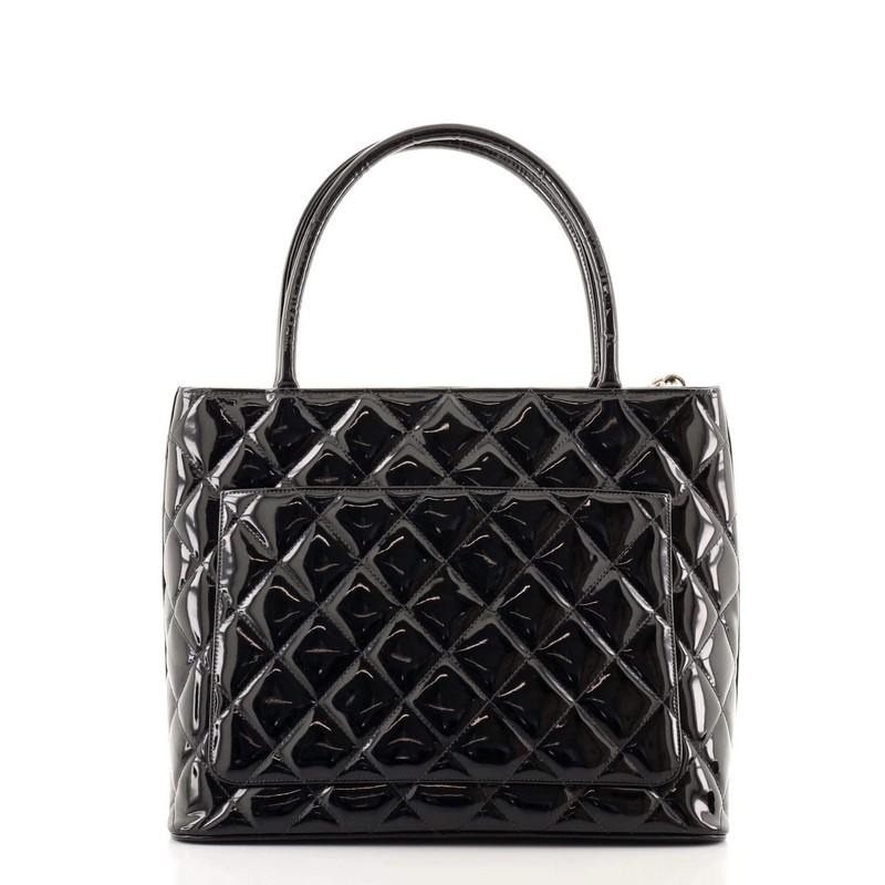 Black Chanel Model: Medallion Tote Quilted Patent